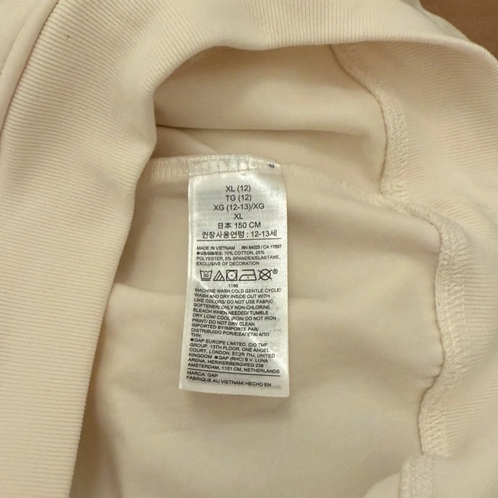 GAP Kids Cream Half Zip Hoodie Girls XL 12 Pullover Sweatshirt Ivory